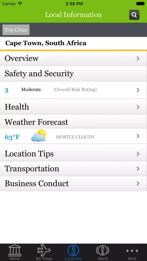 Скриншоты Chubb Travel App
