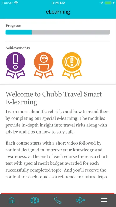 ภาพหน้าจอของ Chubb Travel Smart