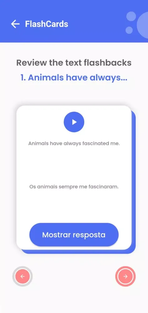 Capturas de tela do Acelerador de Vocabulário Pro
