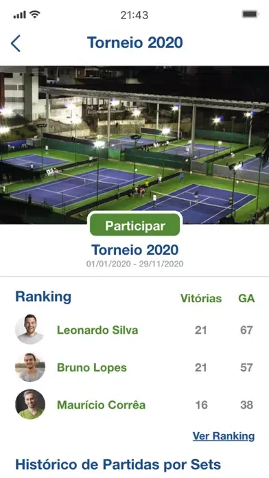Tangkapan layar Ace Tennis Ranking