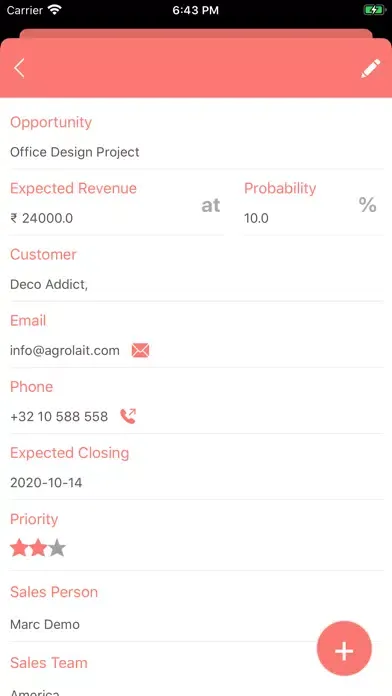 ASPL CRM (Odoo V13) 스크린샷