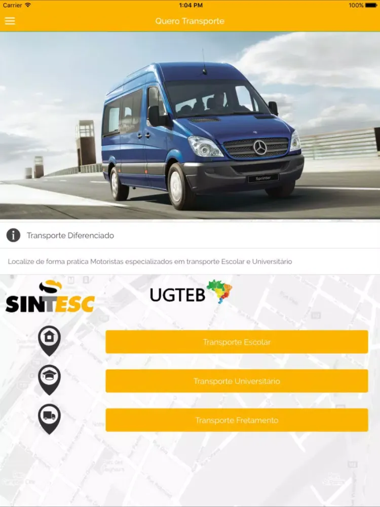 Ảnh chụp màn hình của Quero Transporte iPad 