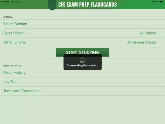 Tangkapan skrin CFE Exam Prep Flashcards iPad 