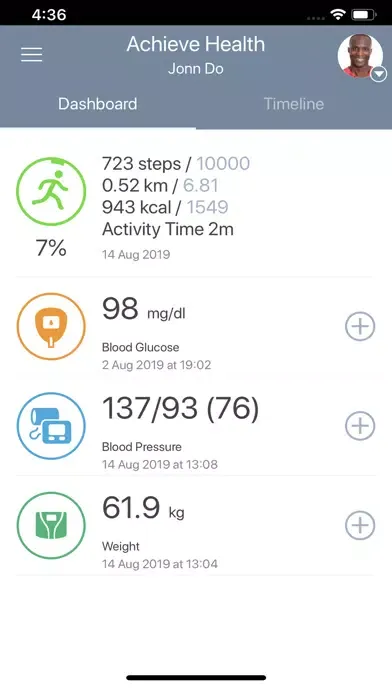 Tangkapan layar Achieve Health Connected