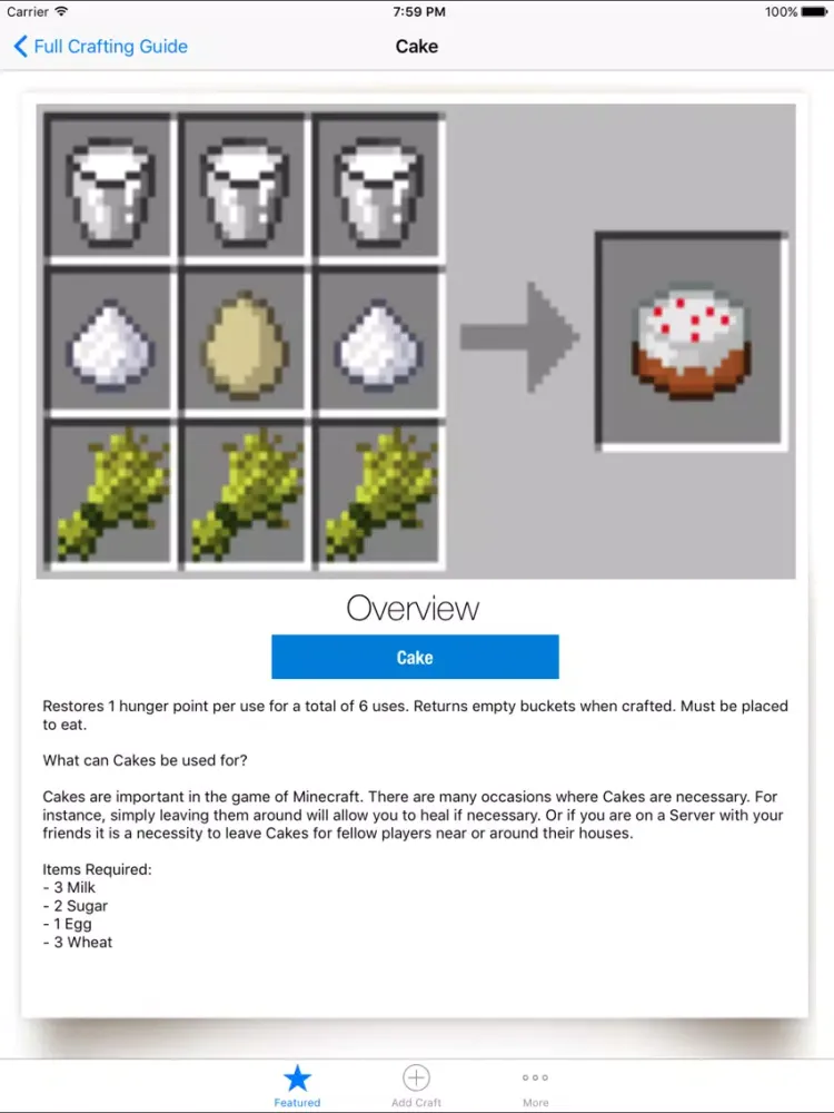 Ảnh chụp màn hình của Full Crafting Guide - for Minecraft iPad 