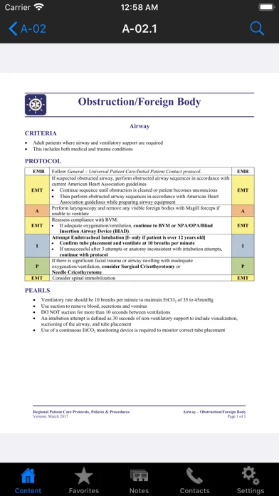 PEMS Patient Care Protocols Screenshots