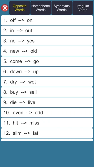 Ảnh chụp màn hình của Opposite Words Learning