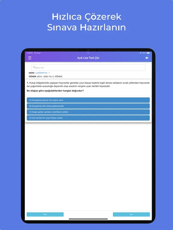 Zrzuty ekranu Açık Lise Test Çoz iPad 