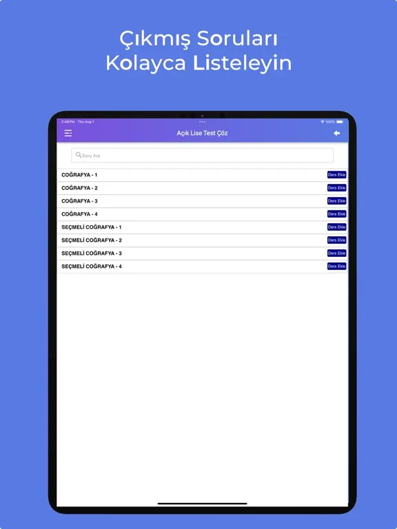 Zrzuty ekranu Açık Lise Test Çoz iPad 