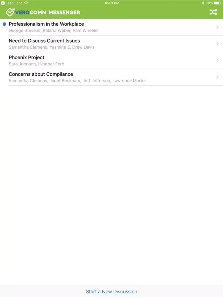VEROCOMM Messenger iPad  Screenshots