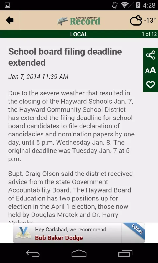 Sawyer County Record Screenshots