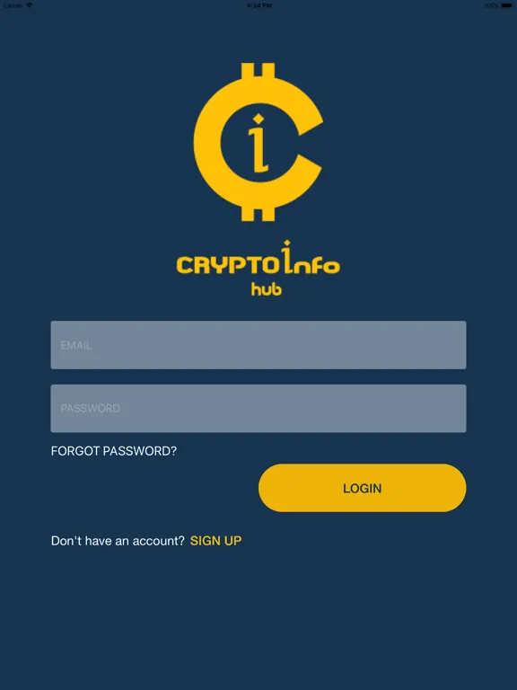 Ảnh chụp màn hình của Crypto Info Hub iPad 