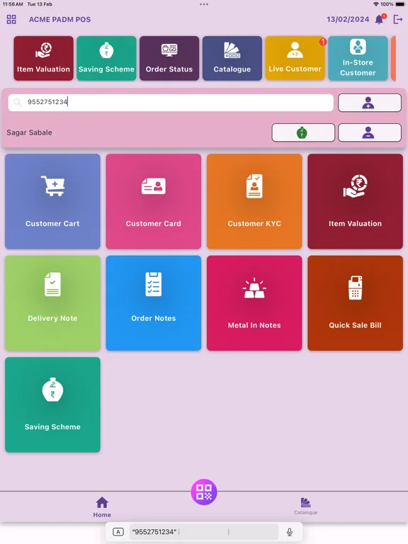Ảnh chụp màn hình của Acme Jewel Pos iPad 
