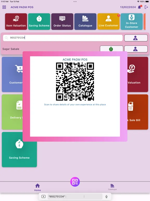 Ảnh chụp màn hình của Acme Jewel Pos iPad 