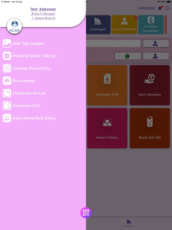 Ảnh chụp màn hình của Acme Jewel Pos iPad 