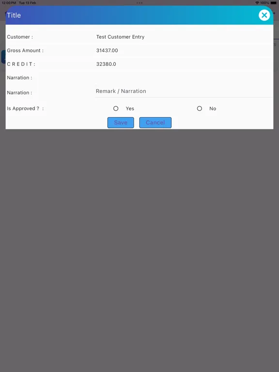 Ảnh chụp màn hình của Acme Jewel Pos iPad 