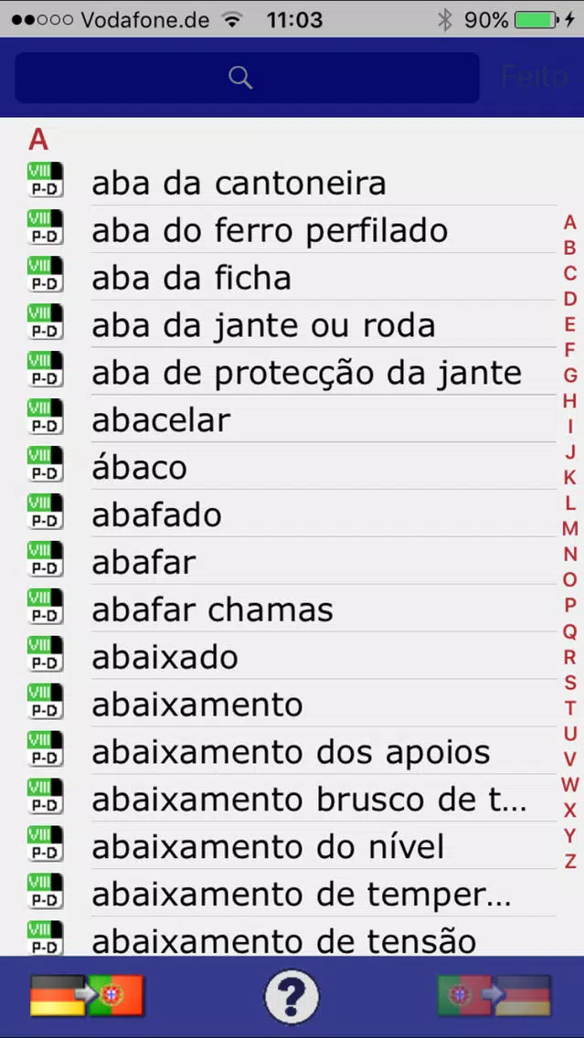 Capturas de pantalla de Dictionary Engineer. DE-PT