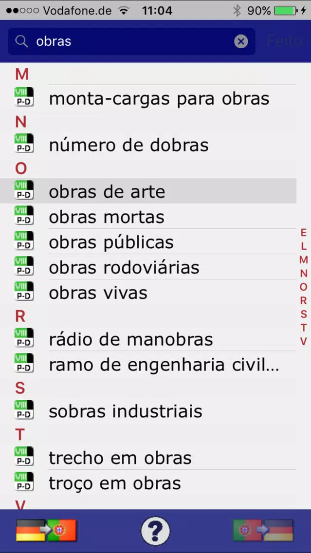 Capturas de pantalla de Dictionary Engineer. DE-PT