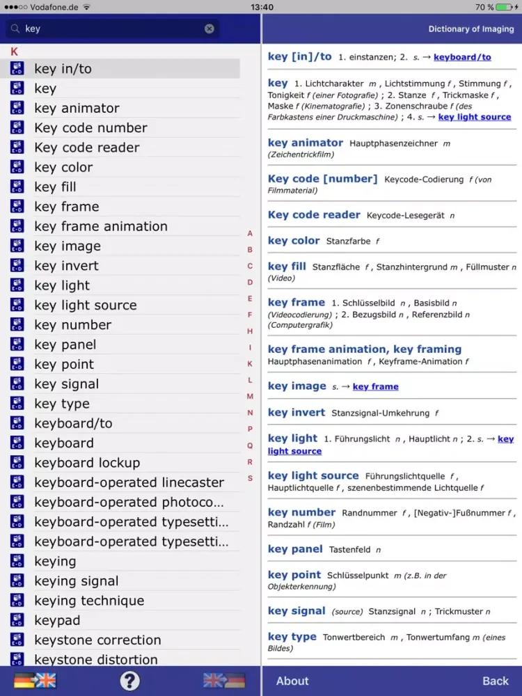 Dictionary of Imaging DE-EN iPad  スクリーンショット