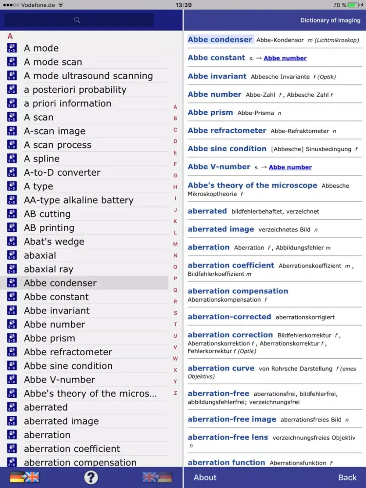 Dictionary of Imaging DE-EN iPad  スクリーンショット