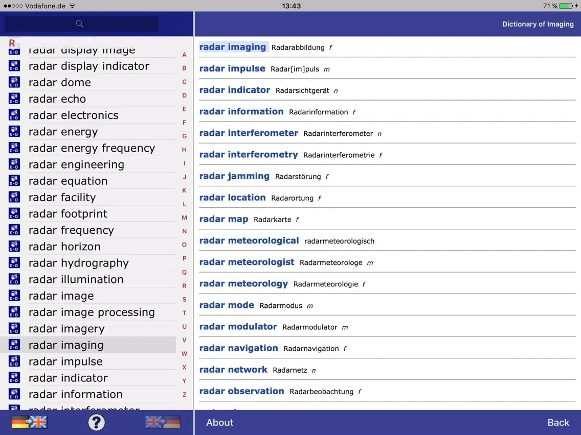 Dictionary of Imaging DE-EN iPad  スクリーンショット