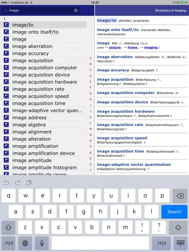 Dictionary of Imaging DE-EN iPad  スクリーンショット