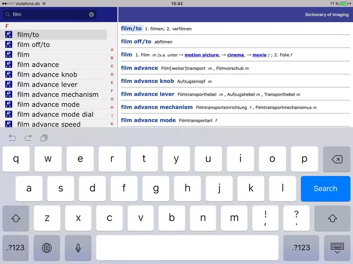 Dictionary of Imaging DE-EN iPad  スクリーンショット