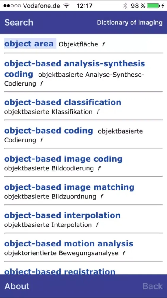 Dictionary of Imaging DE-EN スクリーンショット