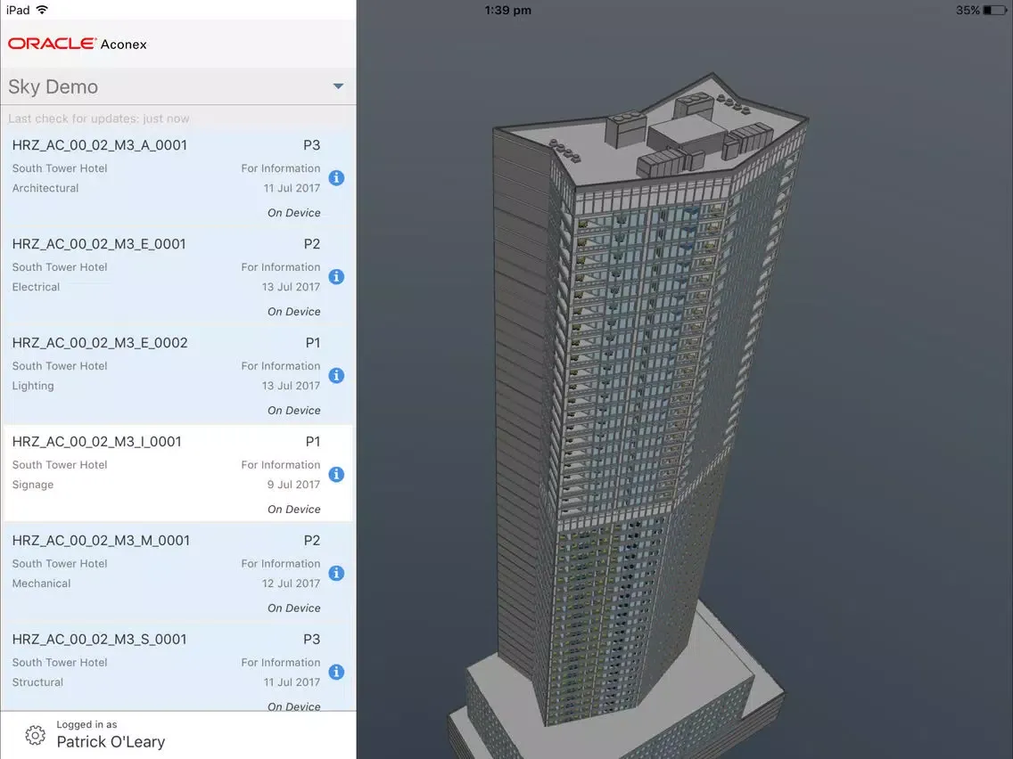 Скриншоты Aconex Connected BIM iPad 