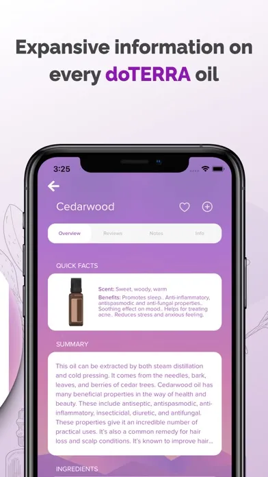Screenshot di doTERRA Essential Oils Guide