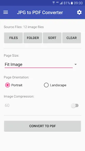 Capturas de tela do JPG to PDF Converter