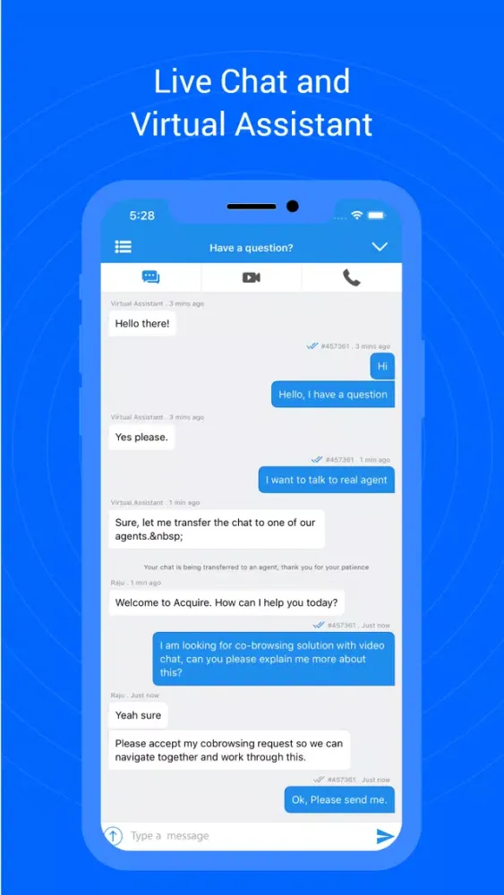 Ảnh chụp màn hình của Acquire Support SDK