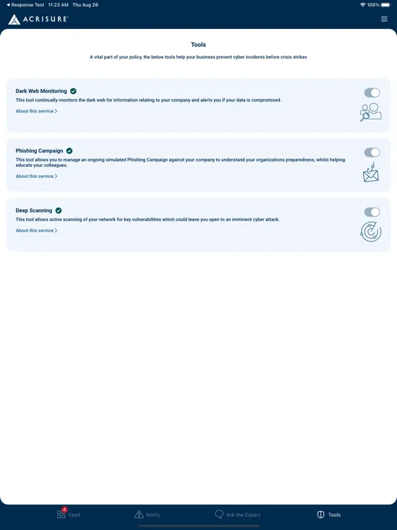 Acrisure Response iPad  Screenshots