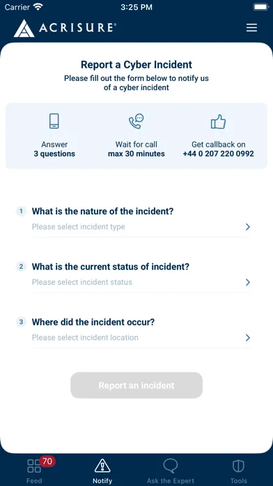 Acrisure Response Screenshots
