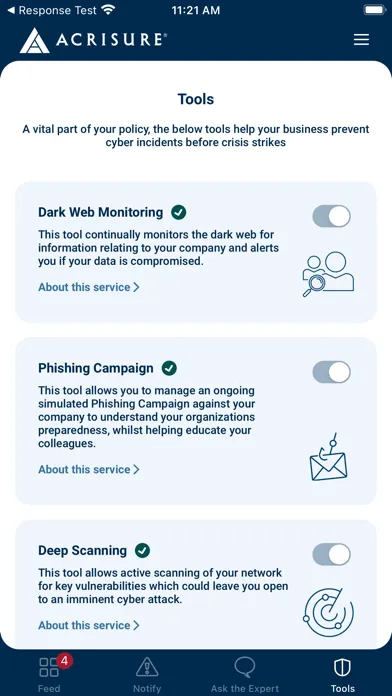 Acrisure Response Screenshots