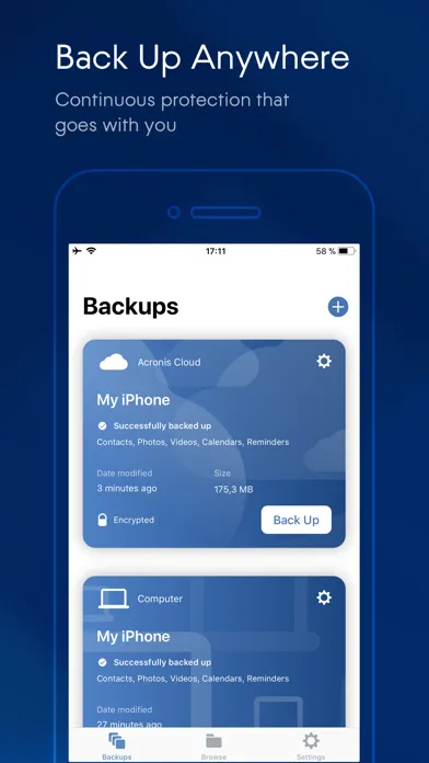 Screenshot di Acronis Mobile
