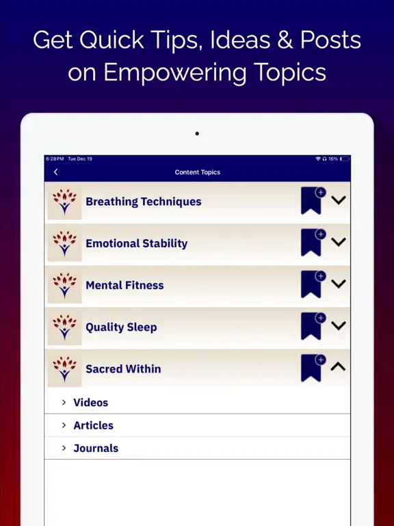 Capturas de tela do Wise Growth Coaching iPad 