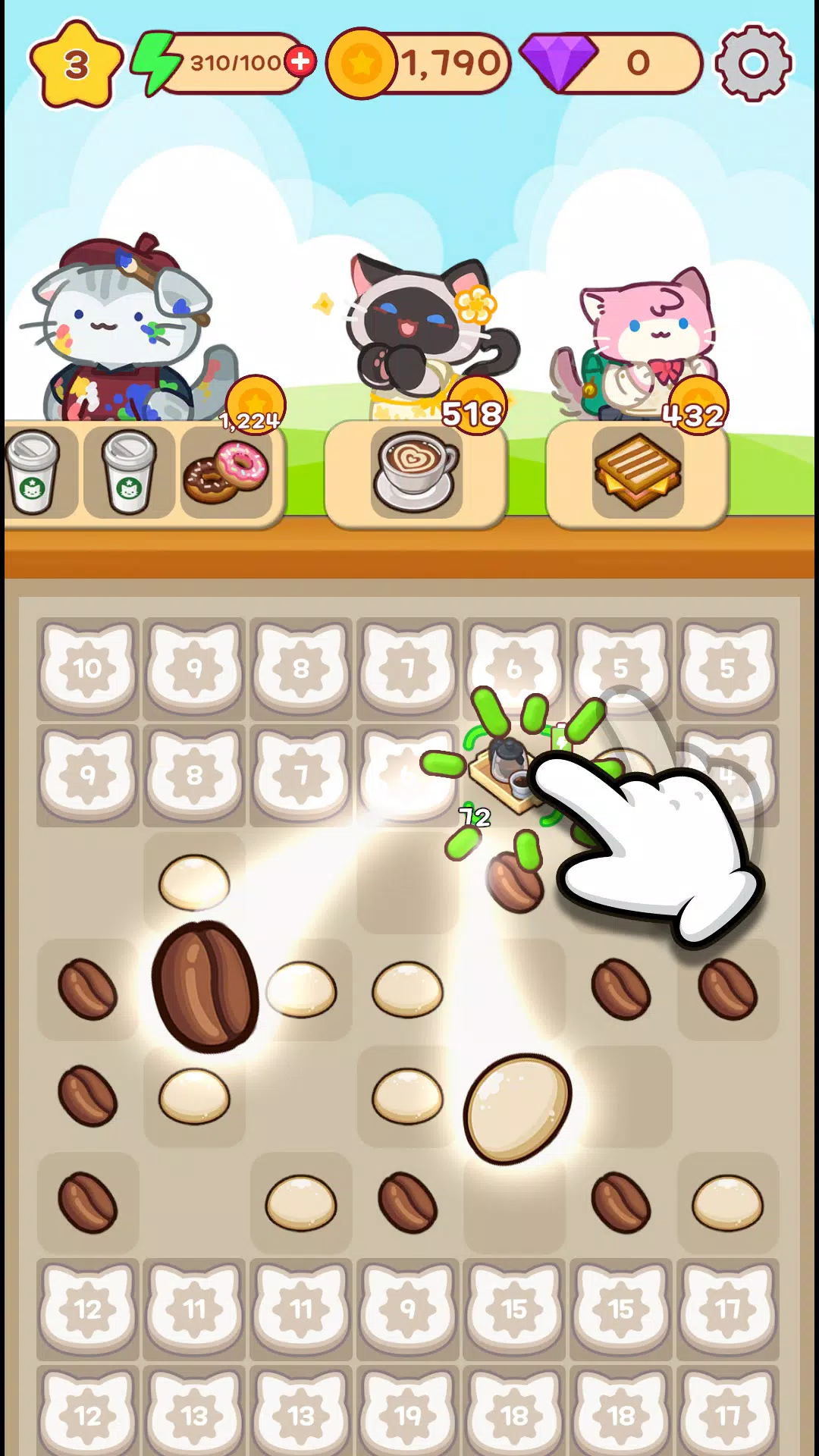 Merge Meow Cafe : Coffee cat Screenshots