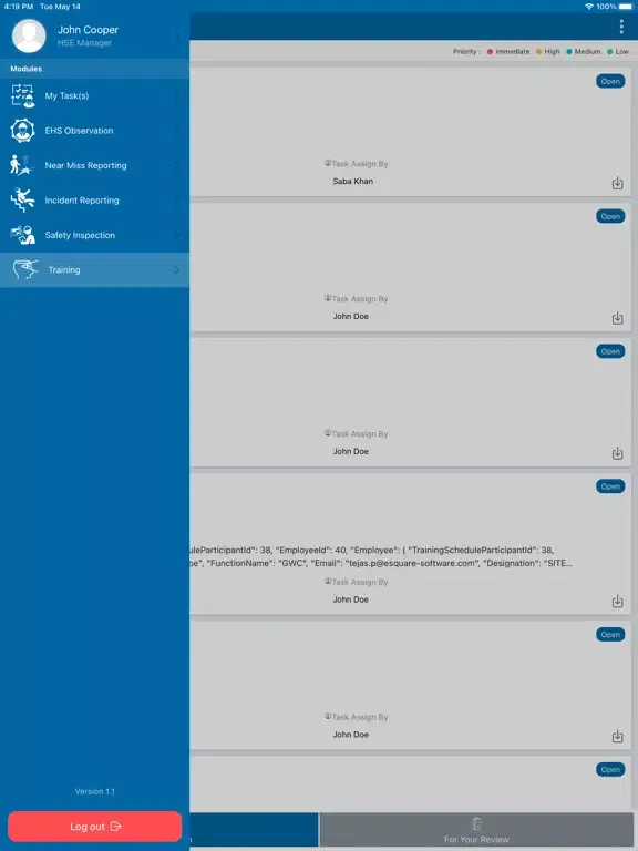 Capturas de tela do Action-IS HSE iPad 