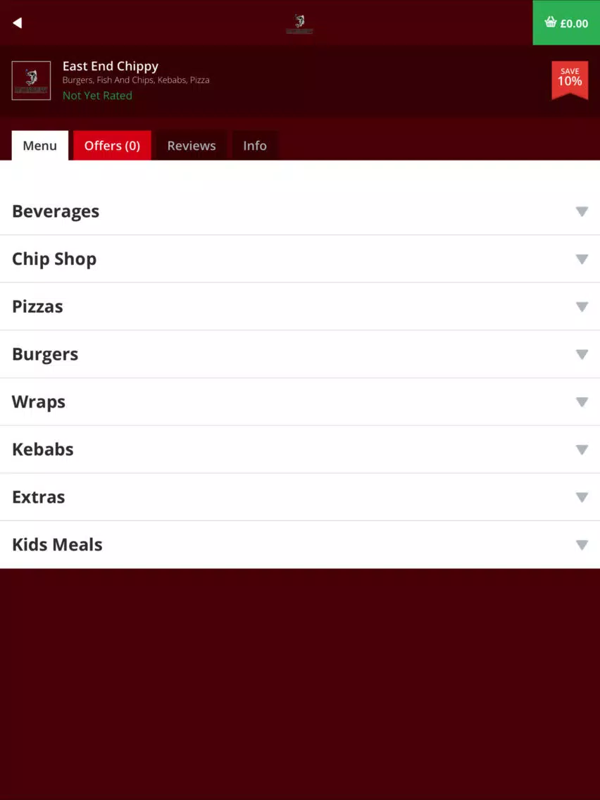 Ảnh chụp màn hình của East End Chippy iPad 
