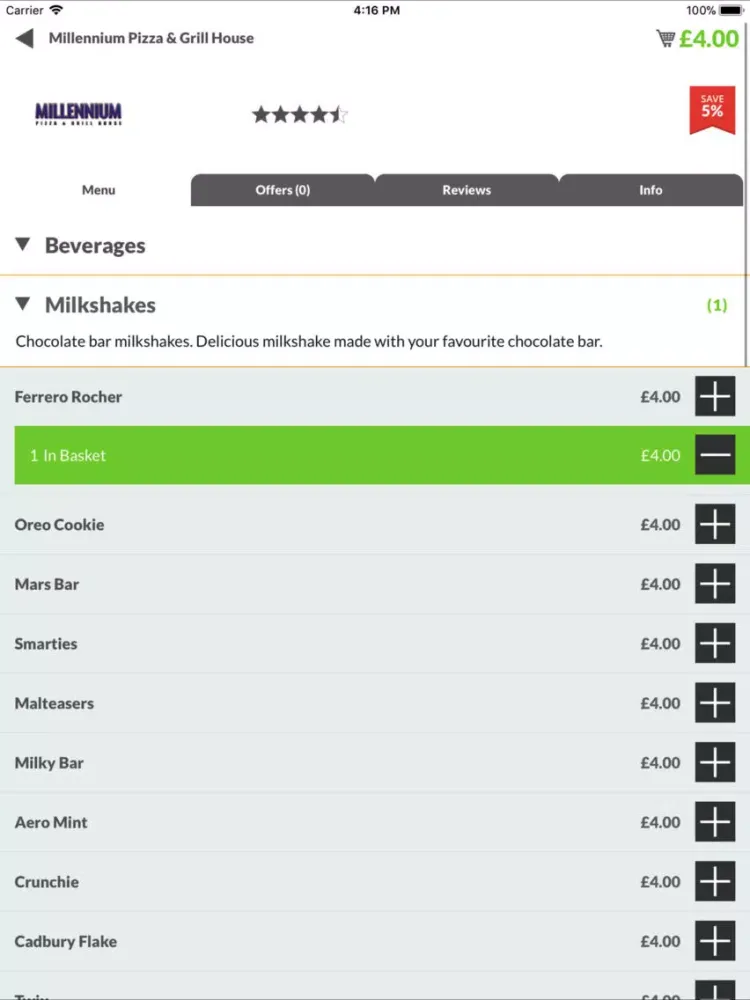 Millennium Pizza & Grill House iPad  Screenshots