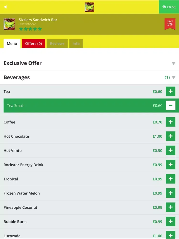 Sizzlers Sandwich Bar iPad 应用截图
