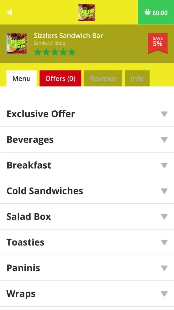 Sizzlers Sandwich Bar应用截图
