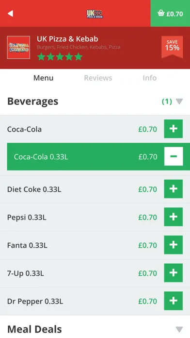 Tangkapan skrin UK Pizza & Kebab S72