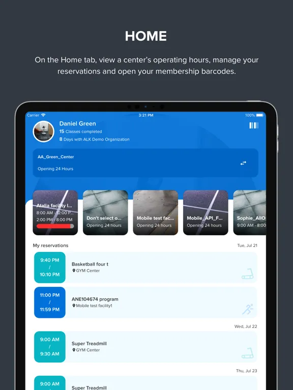 ภาพหน้าจอของ ACTIVENet Captivate iPad 