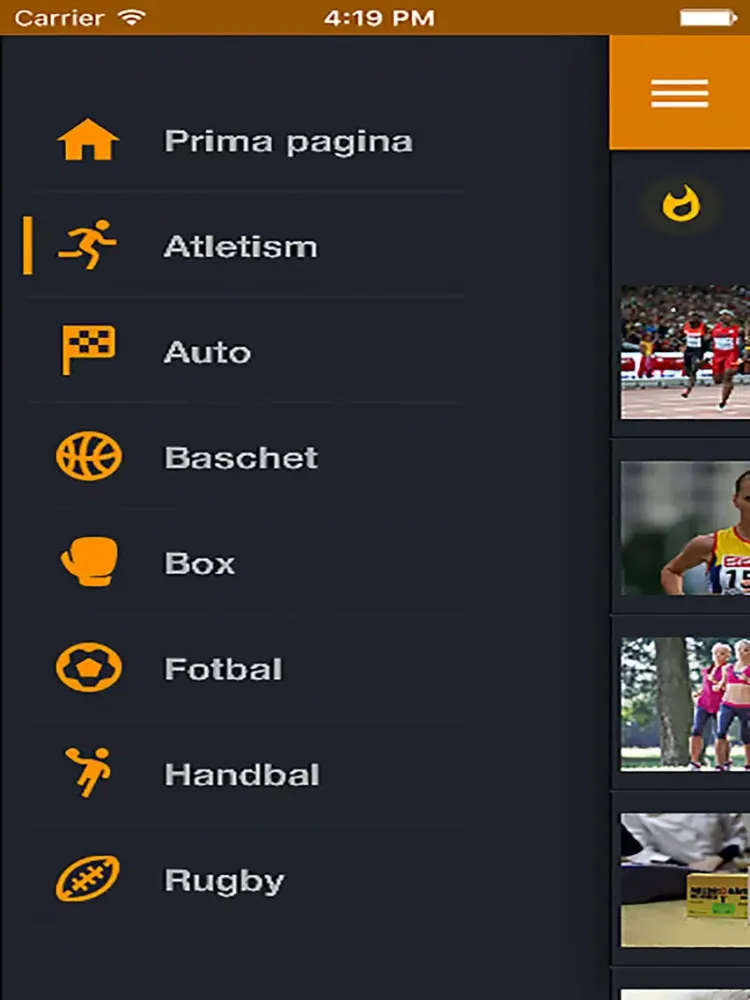 Tangkapan skrin Stiri din sport 2016 iPad 