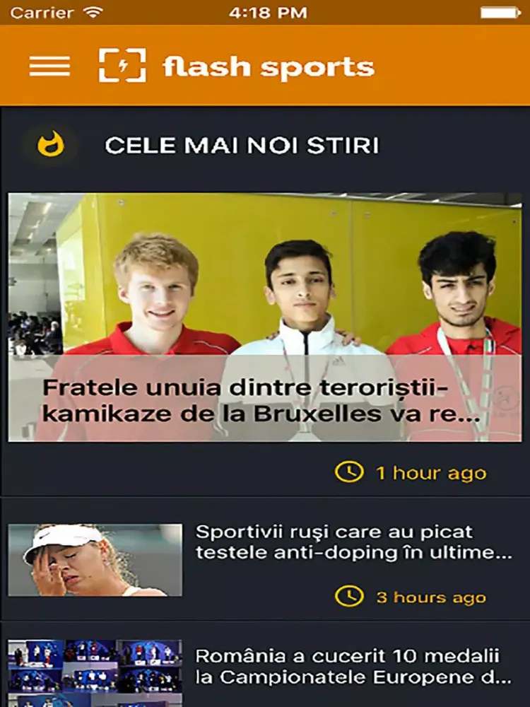 Tangkapan skrin Stiri din sport 2016 iPad 