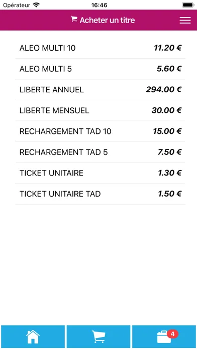 Capturas de tela do M-Ticket Aléo