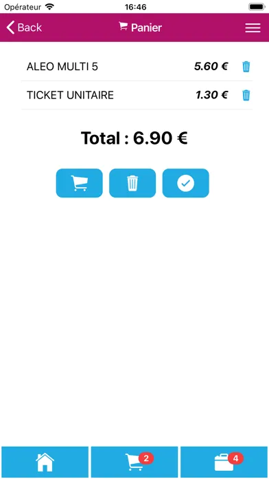 Capturas de tela do M-Ticket Aléo
