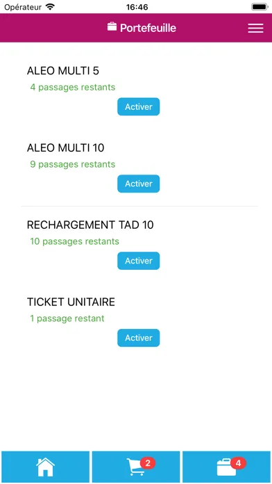 Capturas de tela do M-Ticket Aléo